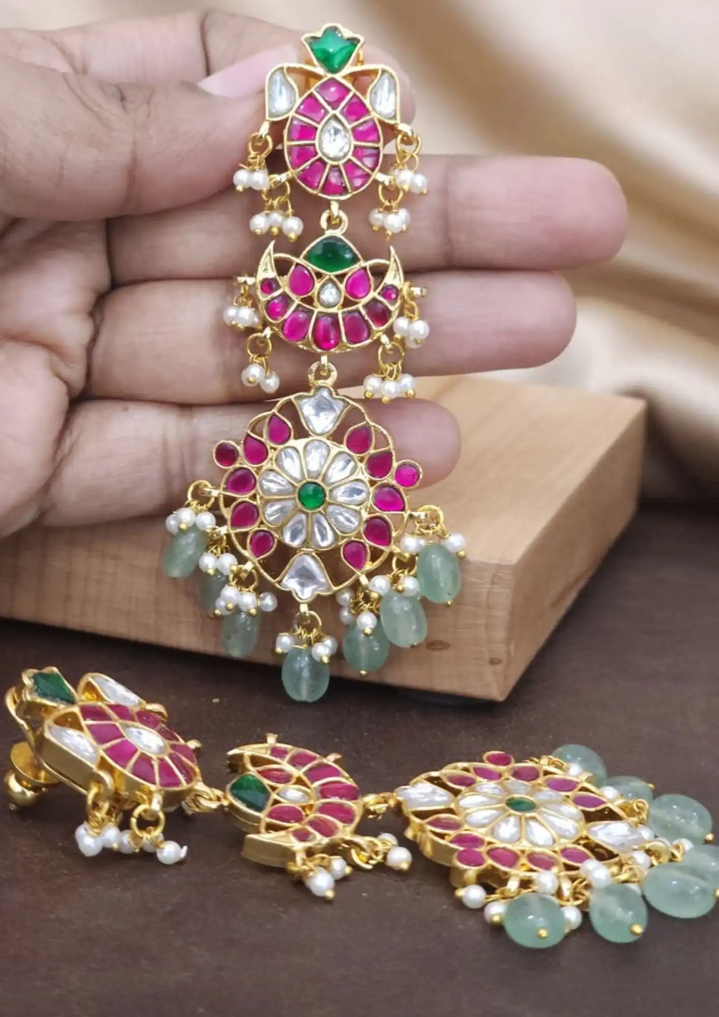 Jadau Kundan Earrings Imitation Jewellery Online | Sonaaz India