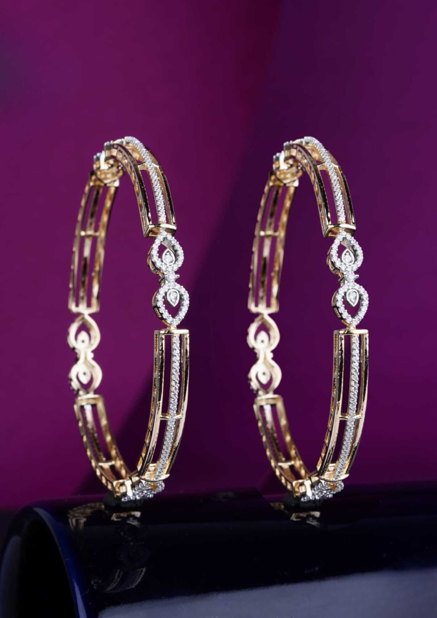 American diamond finish  18k gold plated bangles