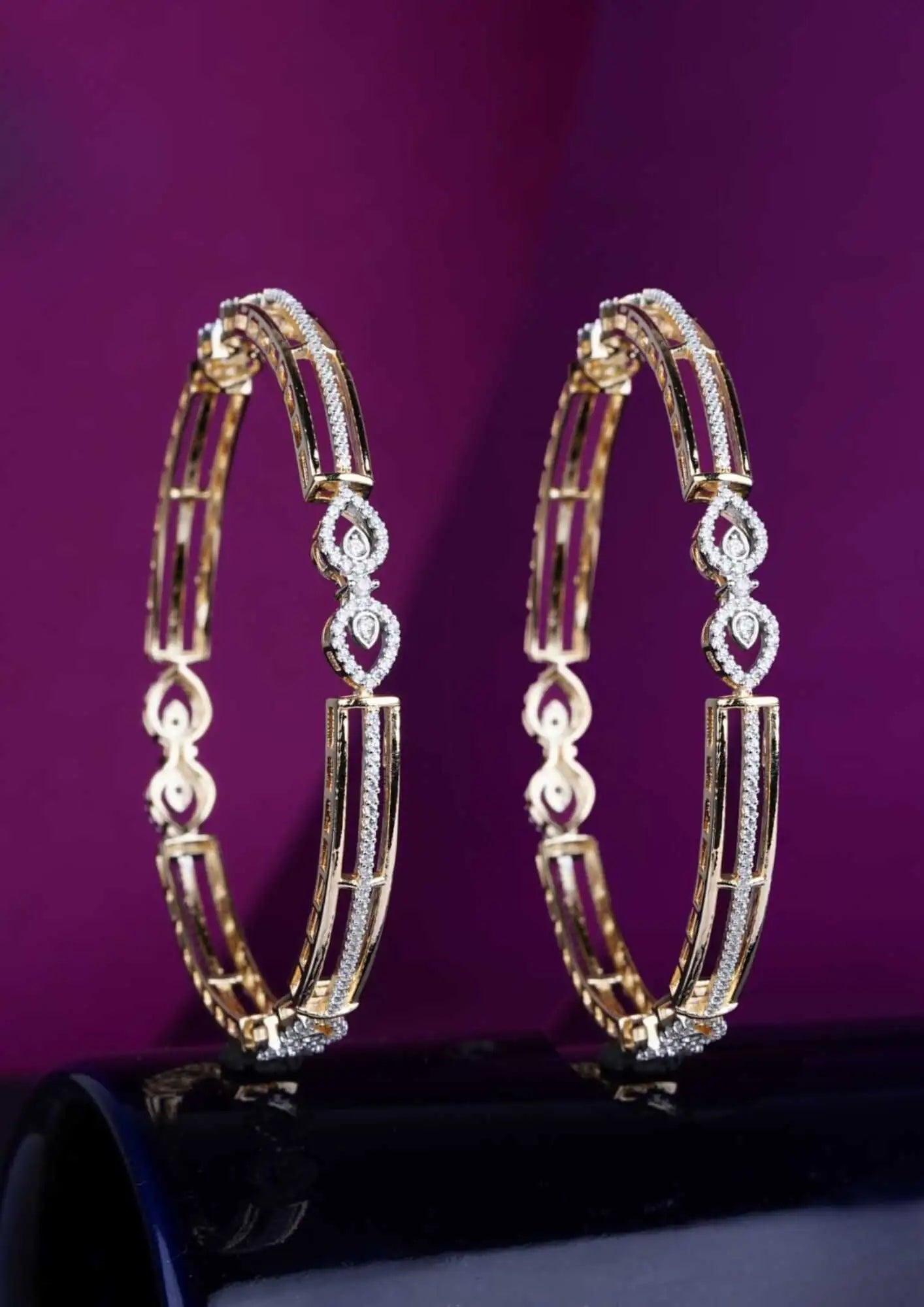 American diamond finish  18k gold plated bangles