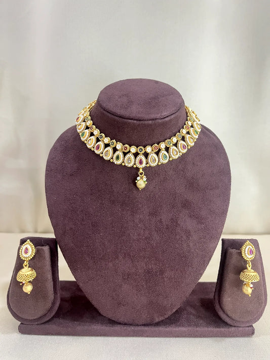 Rajwadi Heritage Necklace Set - Multi