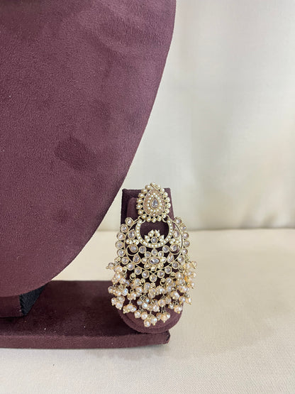 Reverse AD Pakistani Necklace Set - Gold