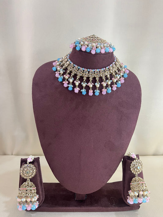 Reverse AD Choker Set - Pink & Blue