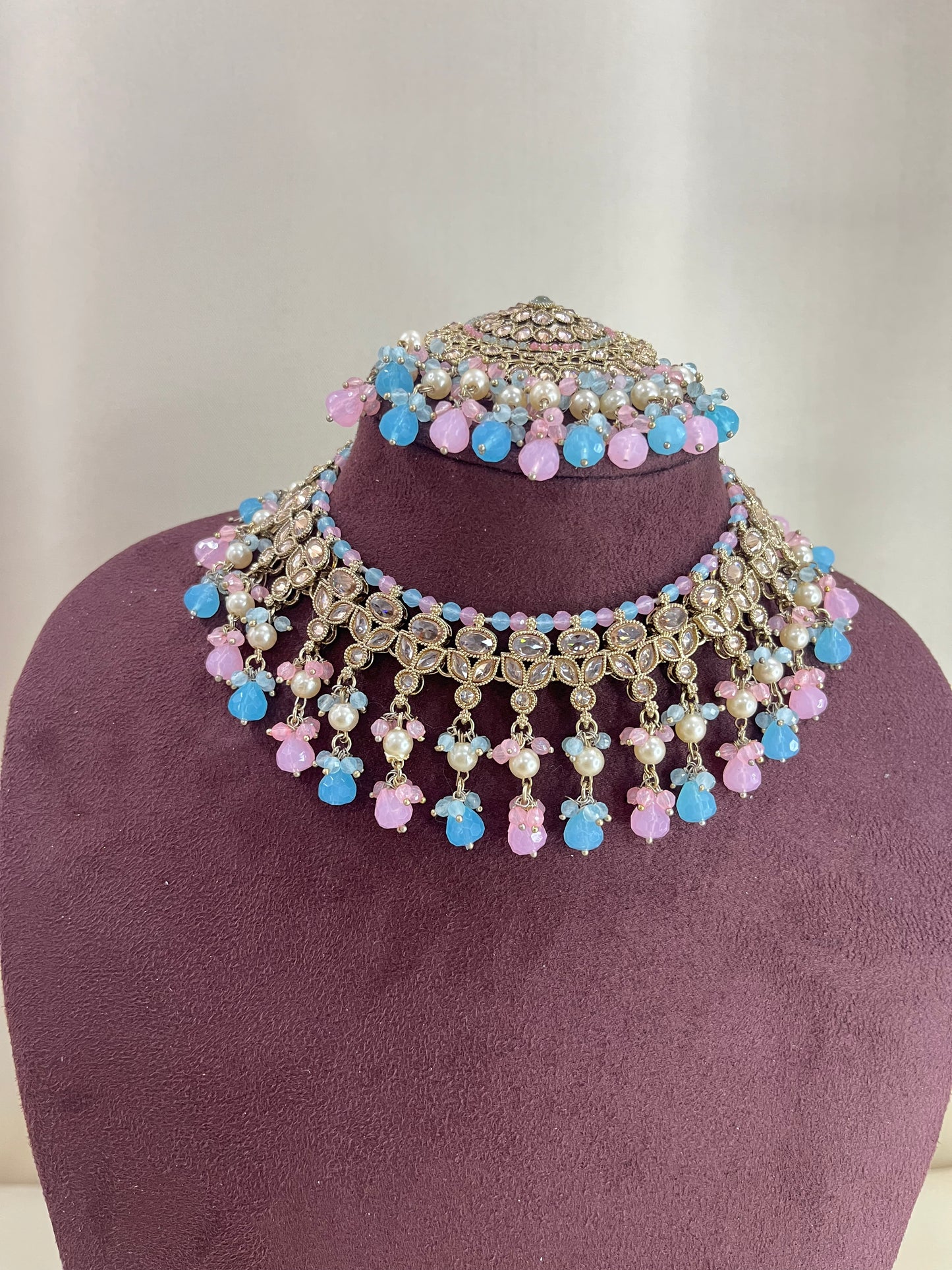 Reverse AD Choker Set - Pink & Blue
