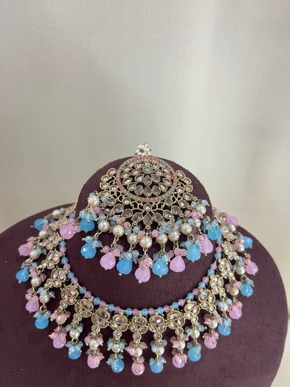 Reverse AD Choker Set - Pink & Blue