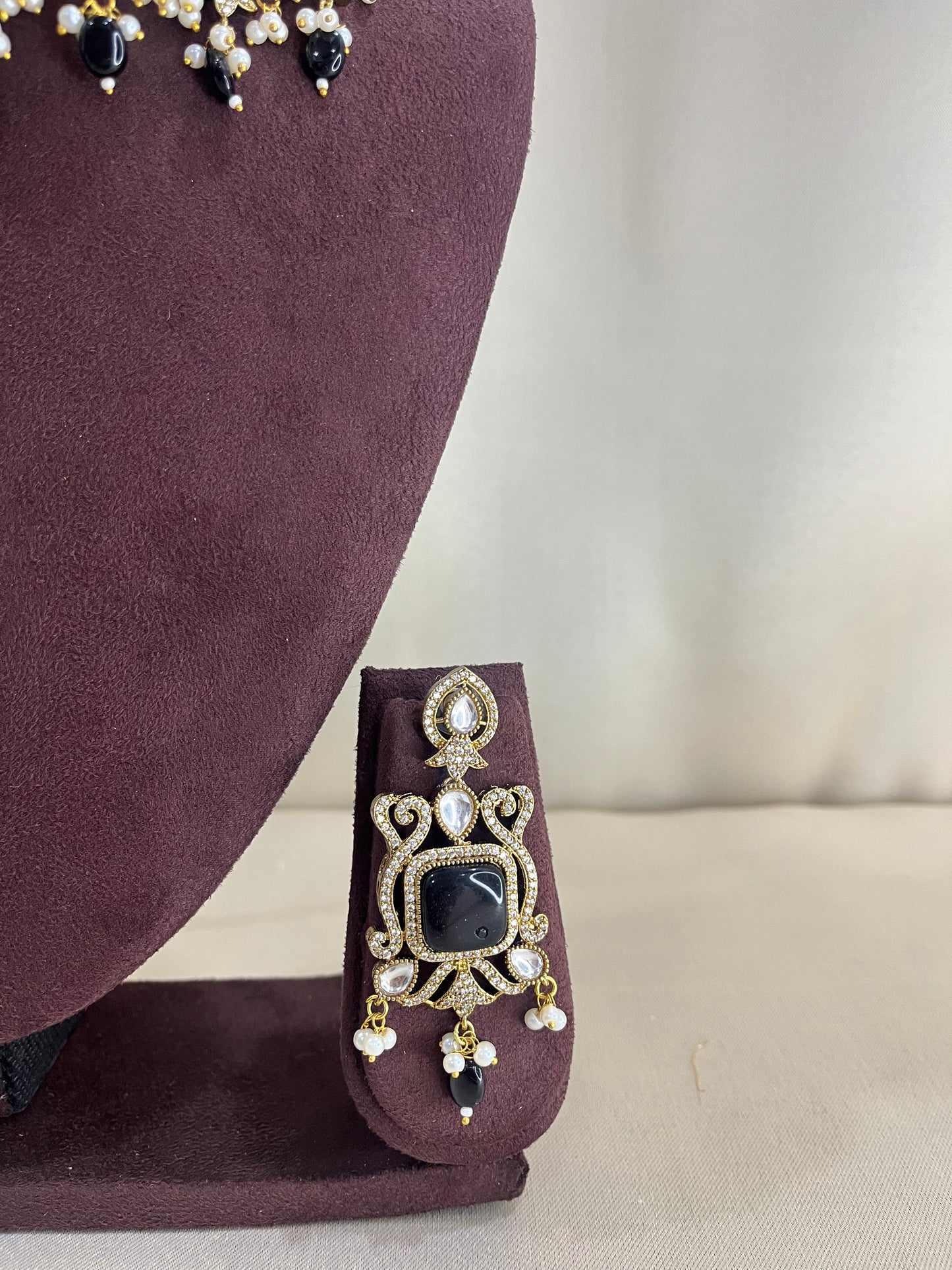 American Diamond Choker Set - Black