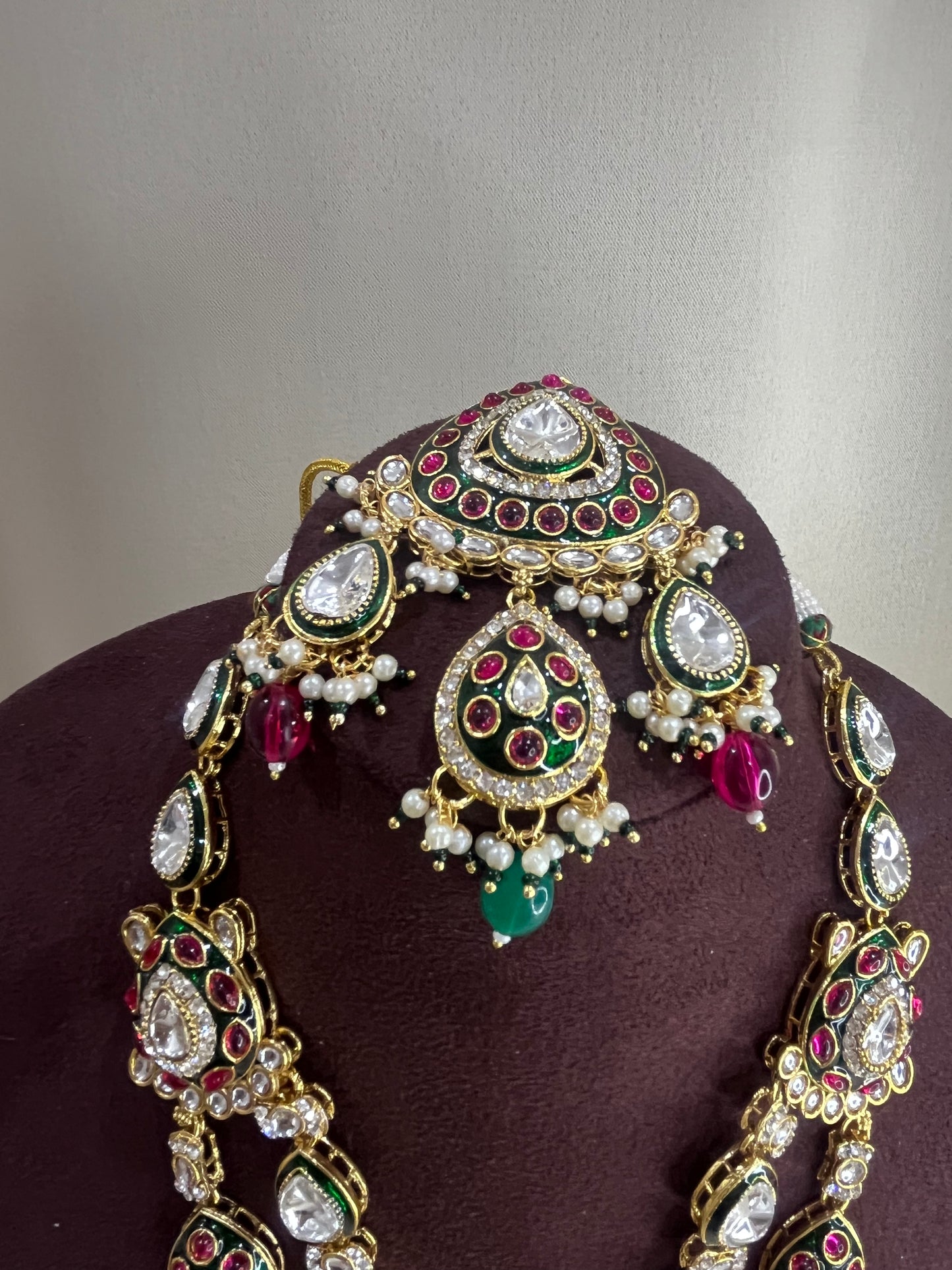 Moissanite Meenakari Kundan Necklace Set - Multi color