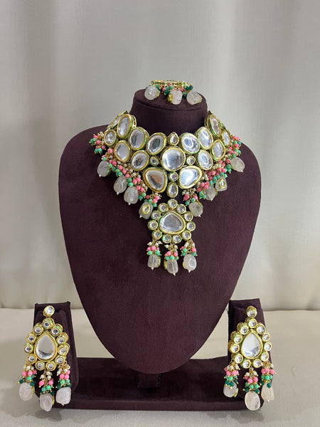 Paachi Kundan Necklace Set - Smokey