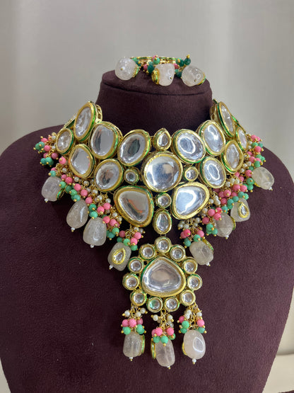 Paachi Kundan Necklace Set - Smokey