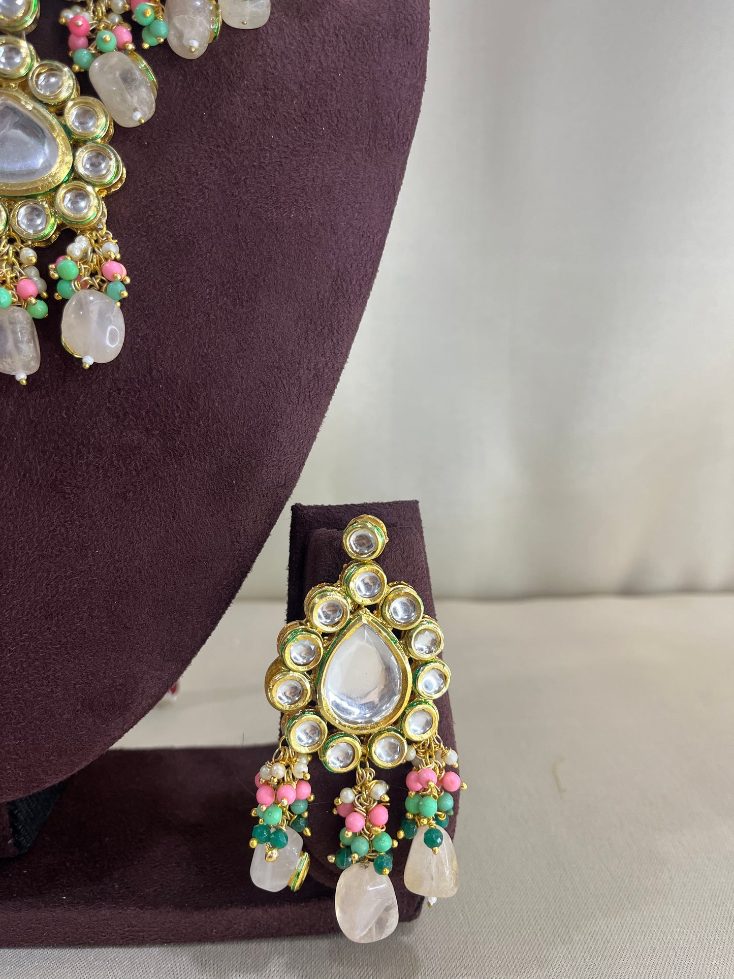 Paachi Kundan Necklace Set - Smokey