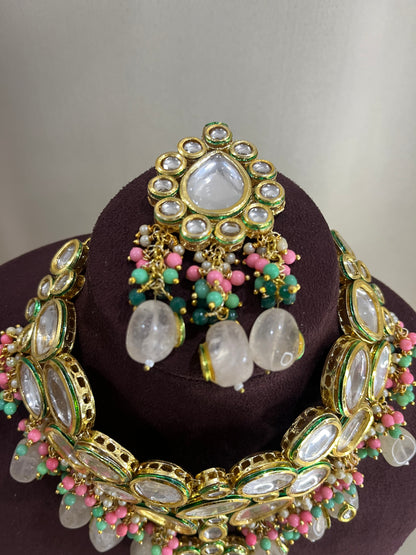 Paachi Kundan Necklace Set - Smokey