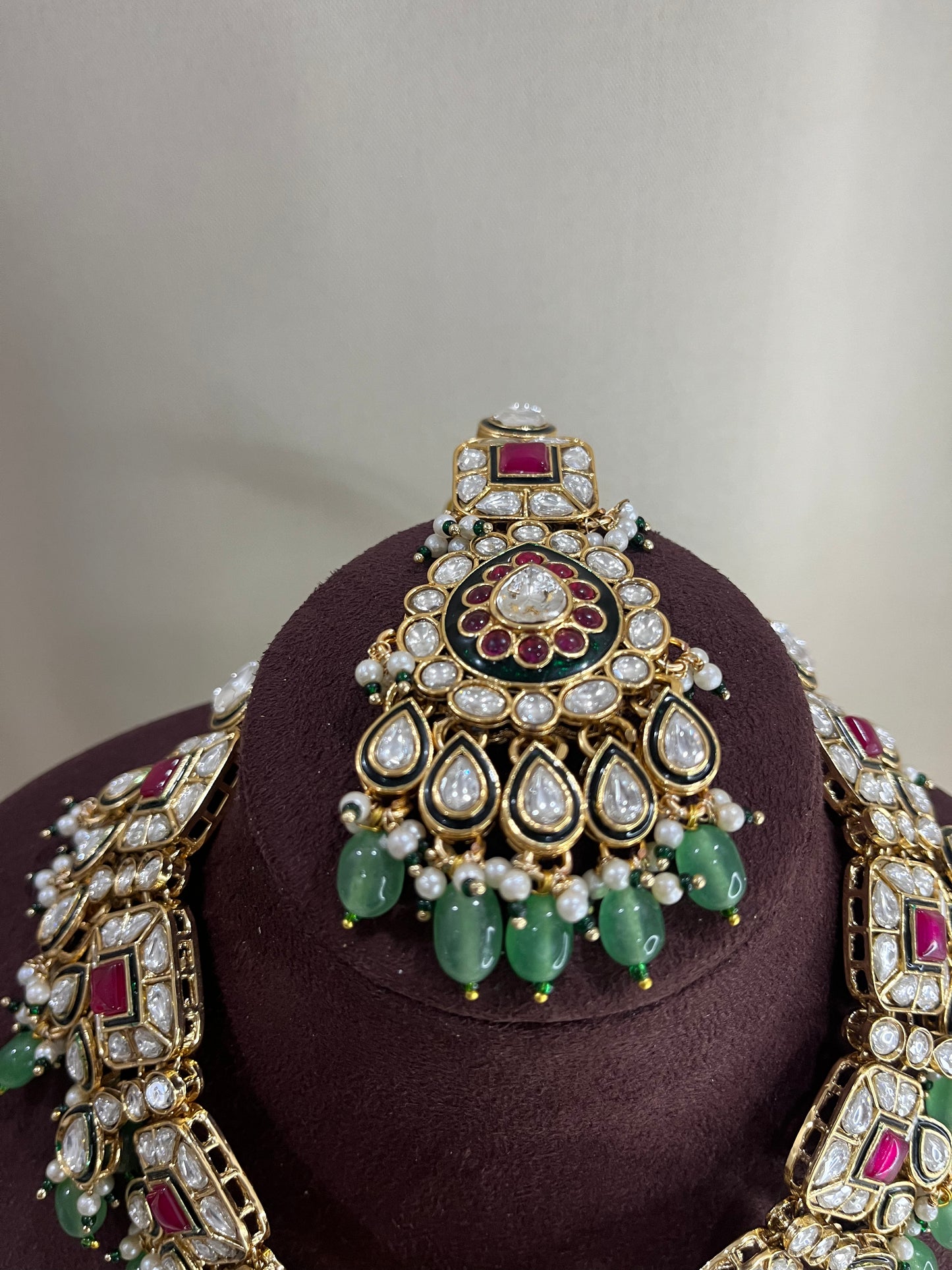 Meenakari Polki Necklace Set - Emerald & Ruby