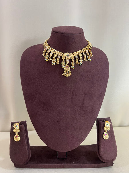 Heritage South Indian Necklace Set - Gold