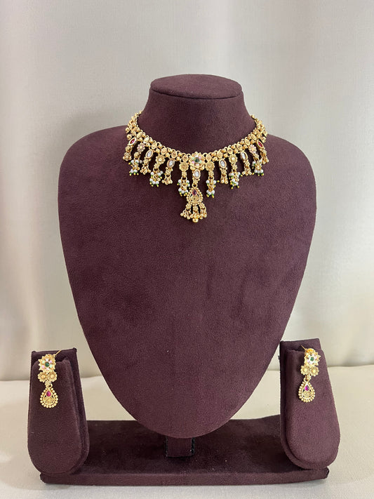 Heritage South Indian Necklace Set - Gold