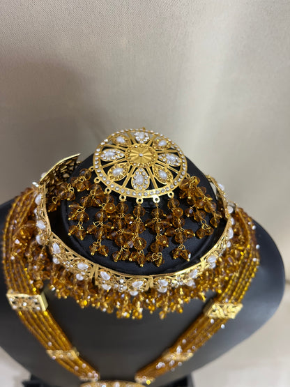 Jadau Kundan Bridal Combo Necklace Set - Gold