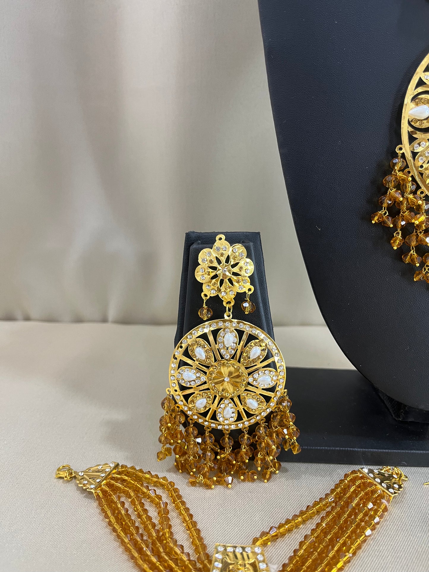 Jadau Kundan Bridal Combo Necklace Set - Gold