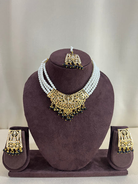Jadau Nizami Necklace Set - Black