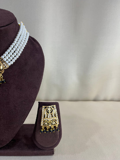 Jadau Nizami Necklace Set - Black