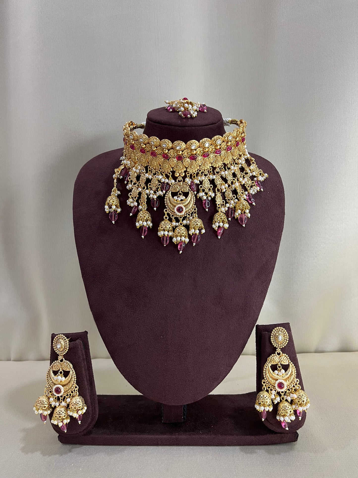 Heritage South Indian Necklace Set - Ruby