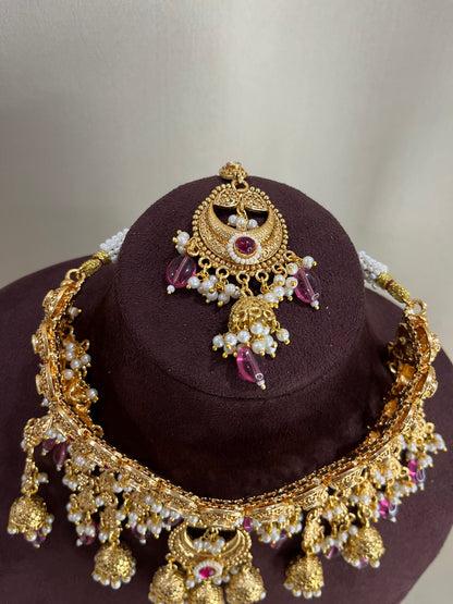 Heritage South Indian Necklace Set - Ruby