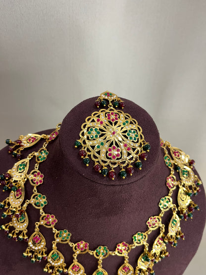 Heritage South Indian Light Weight Necklace Set - Mehendi