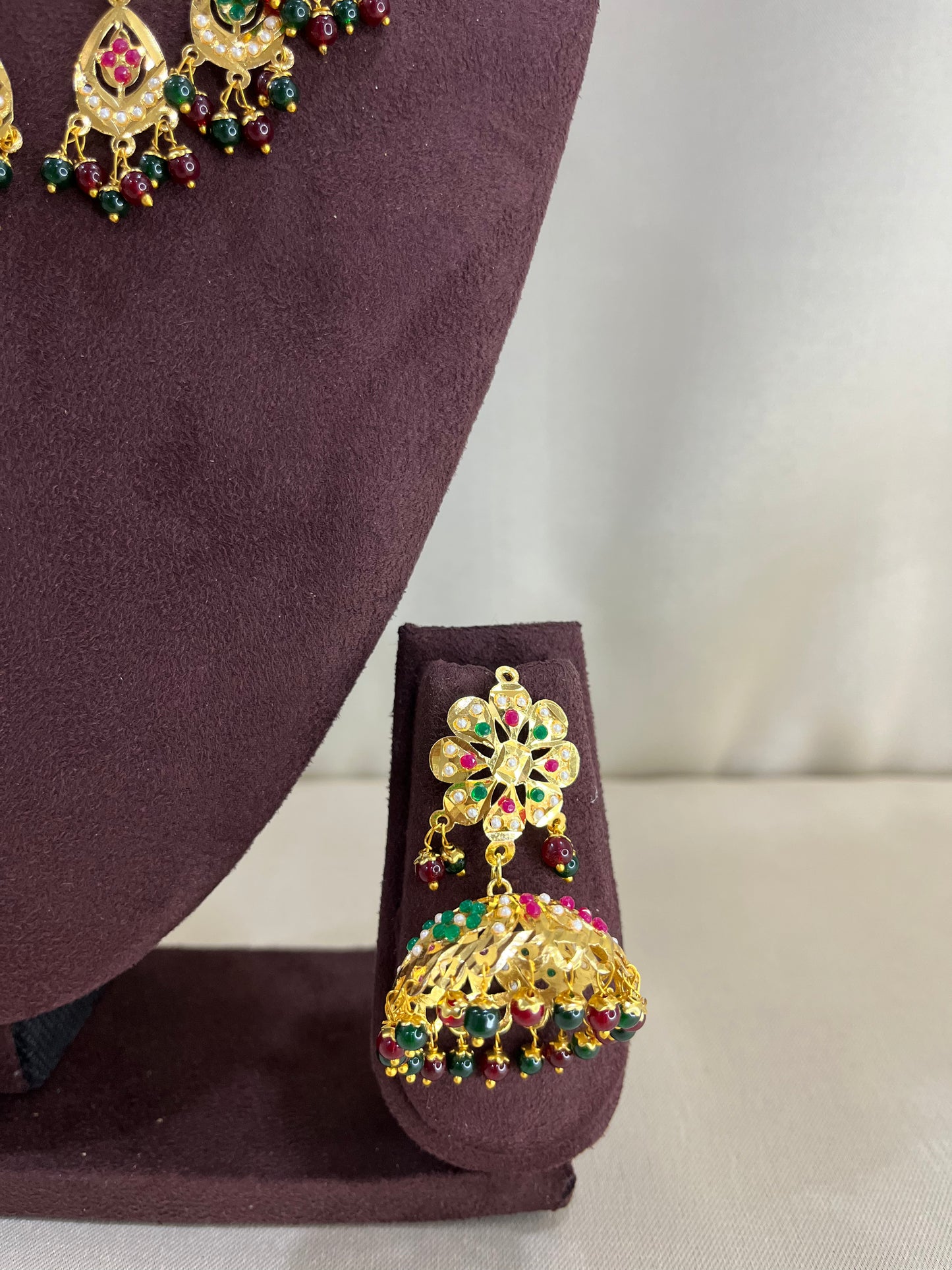 Heritage South Indian Light Weight Necklace Set - Mehendi