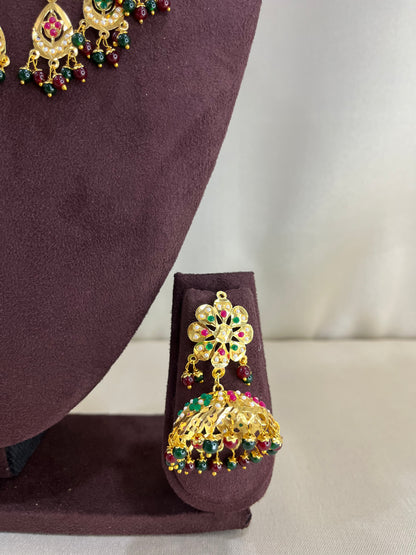 Heritage South Indian Light Weight Necklace Set - Mehendi