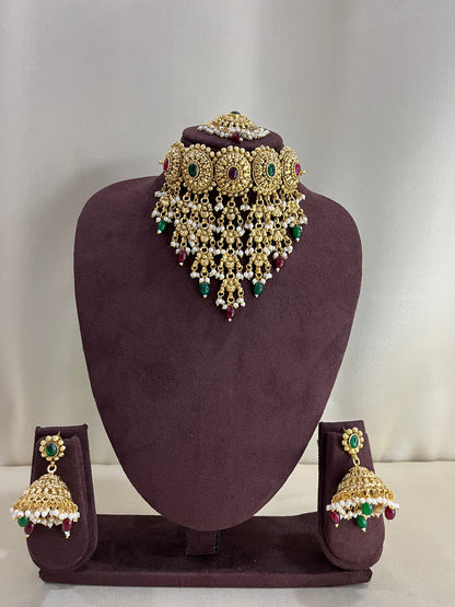 Heritage Layered V Neck Choker Set - Multi