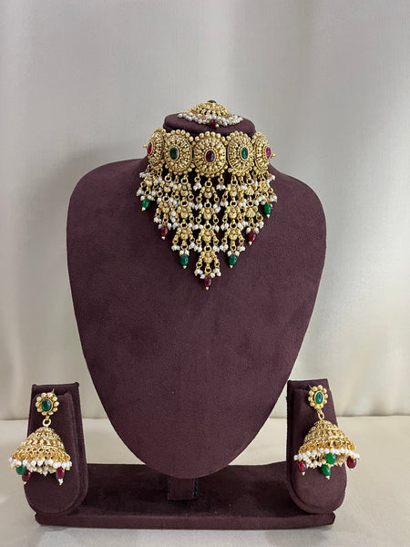 Heritage Layered V Neck Choker Set - Multi