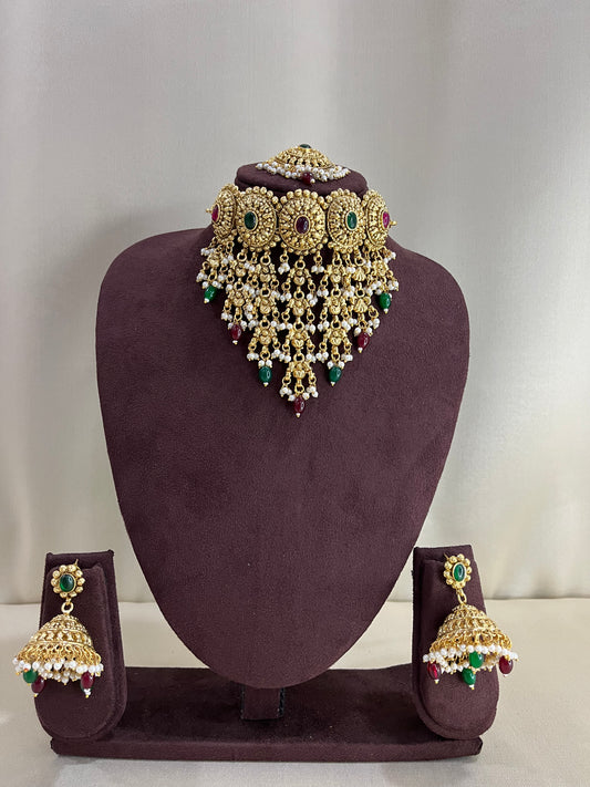 Heritage Layered V Neck Choker Set - Multi