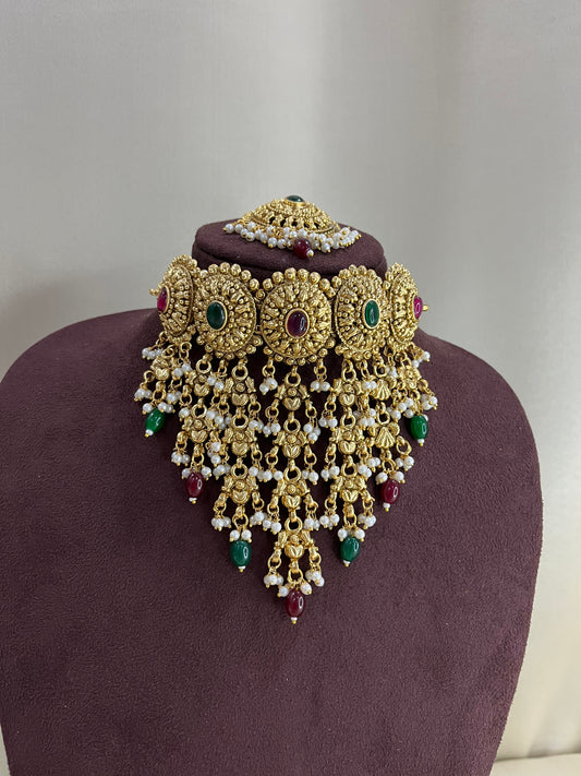 Heritage Layered V Neck Choker Set - Multi