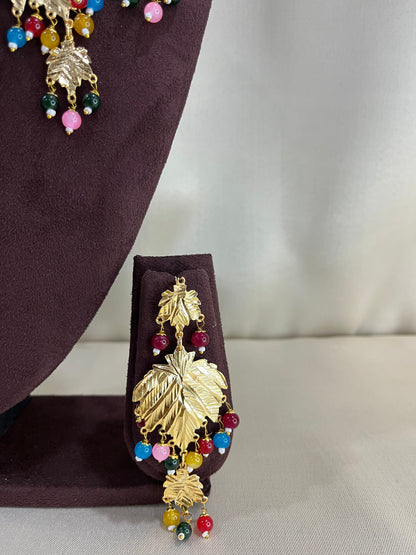 Heritage Light Weight Lotus Neckalce Set - Multi