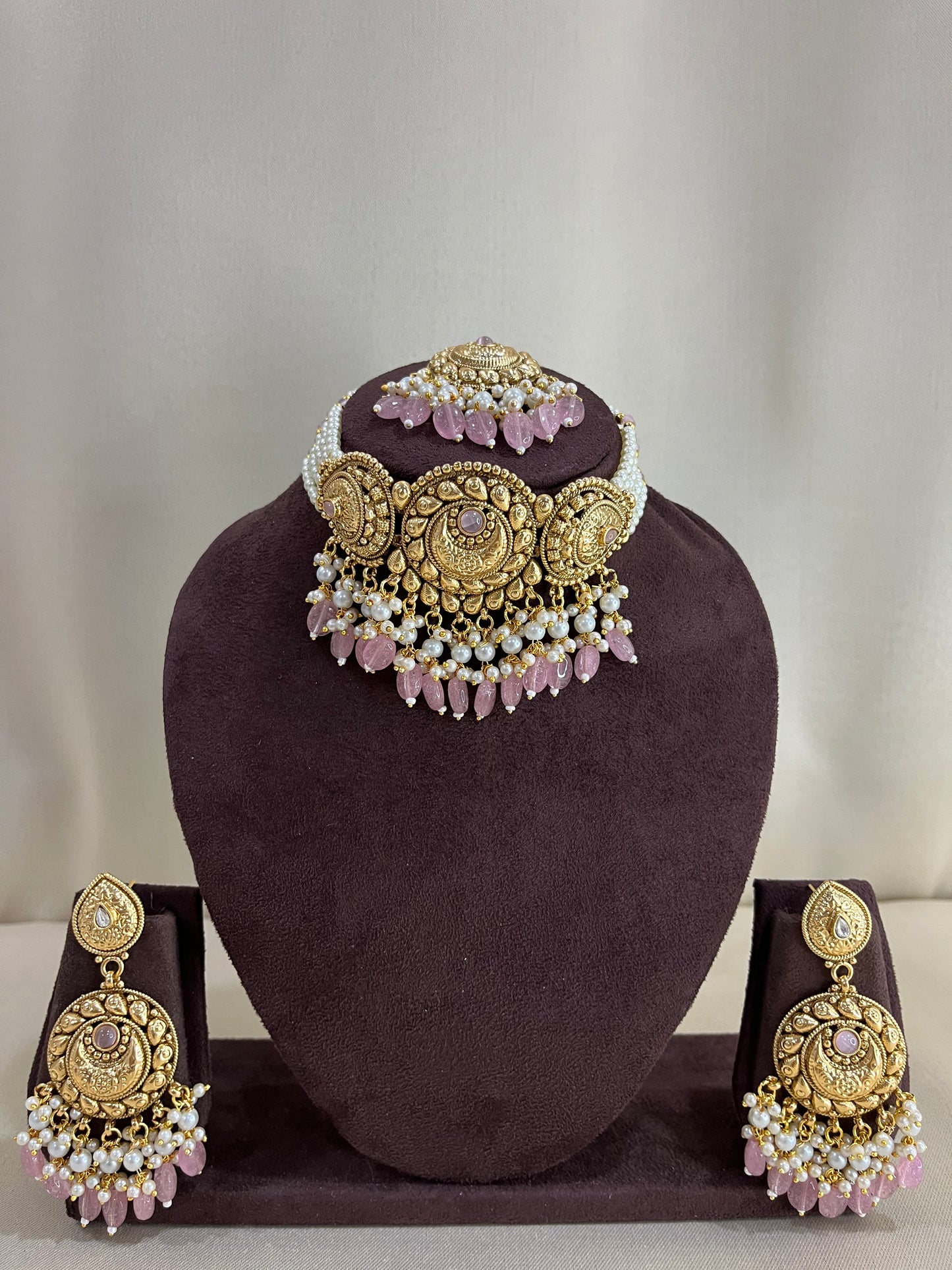 Heritage Pearl Choker Set - Pink