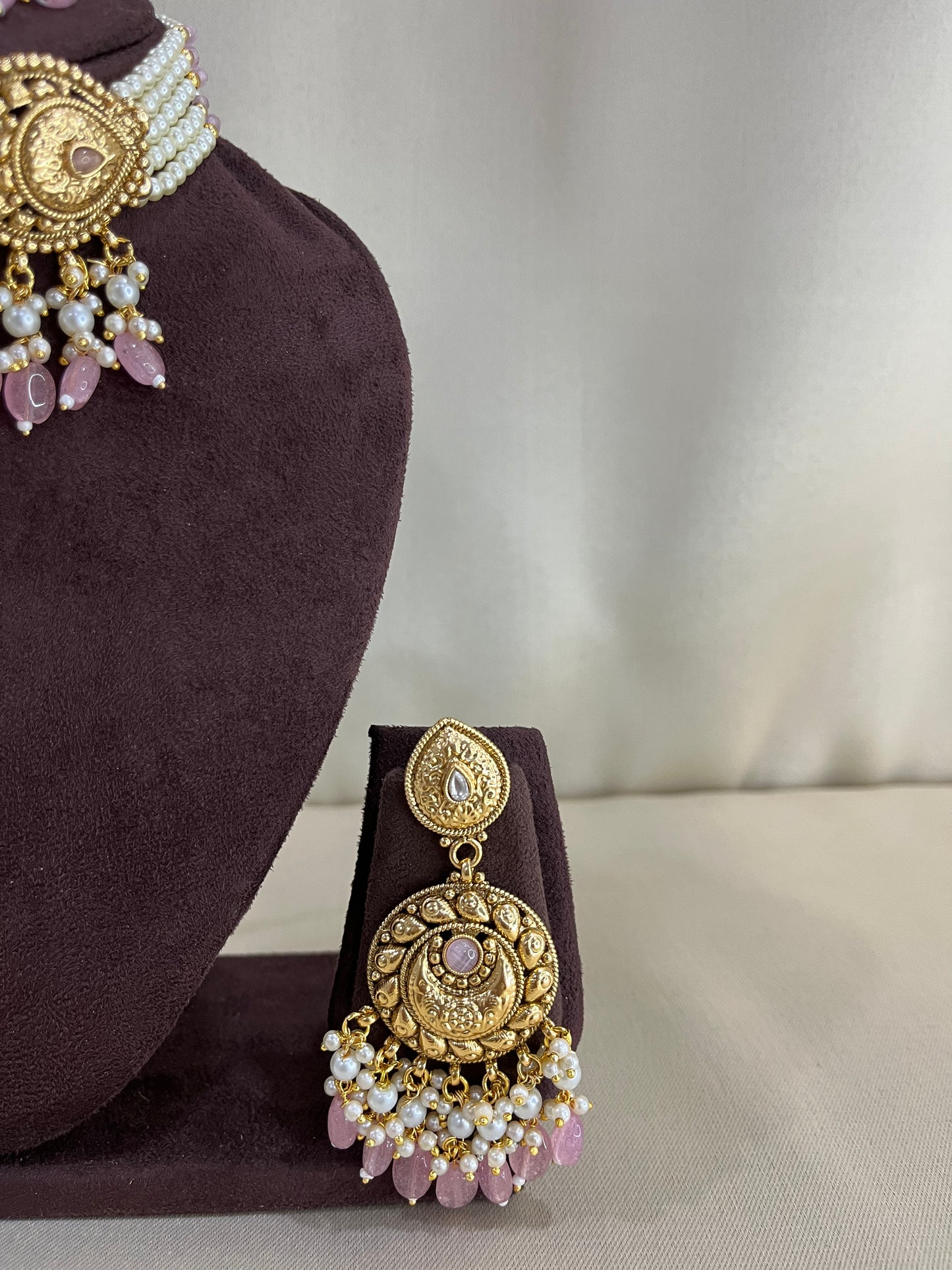 Heritage Pearl Choker Set - Pink