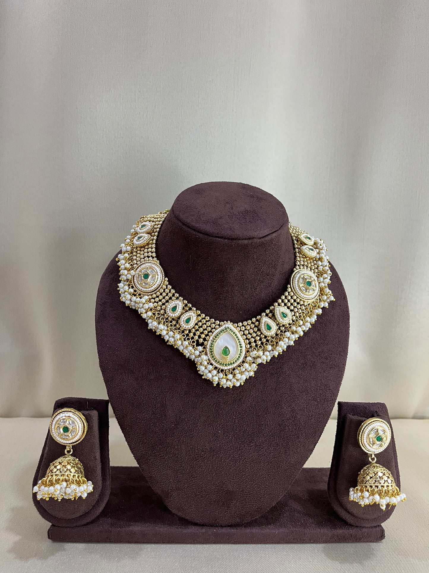 Heritage Pearl Rajwadi Necklace Set - Pearl White