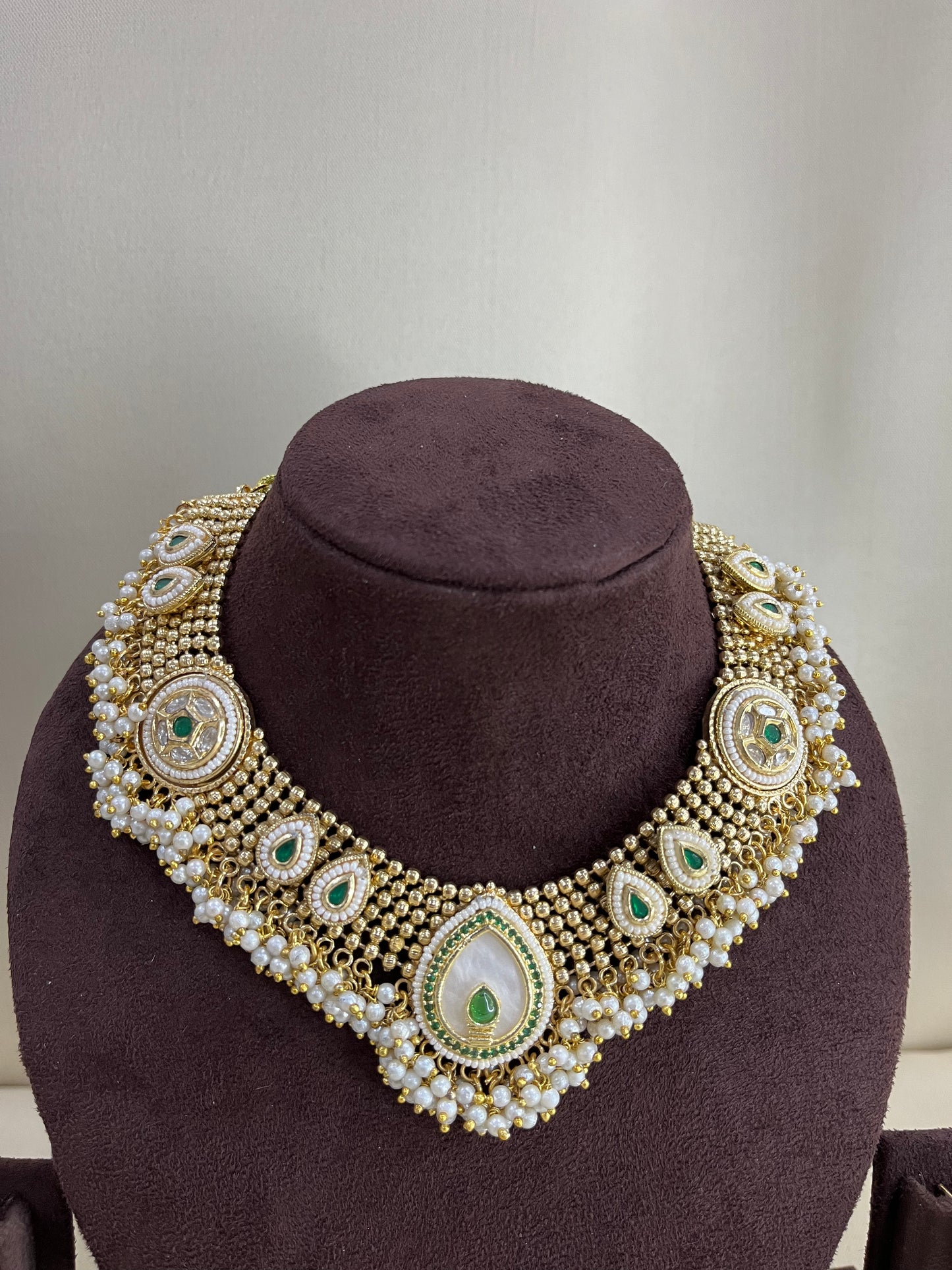 Heritage Pearl Rajwadi Necklace Set - Pearl White