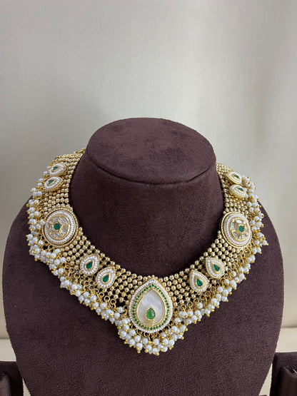 Heritage Pearl Rajwadi Necklace Set - Pearl White