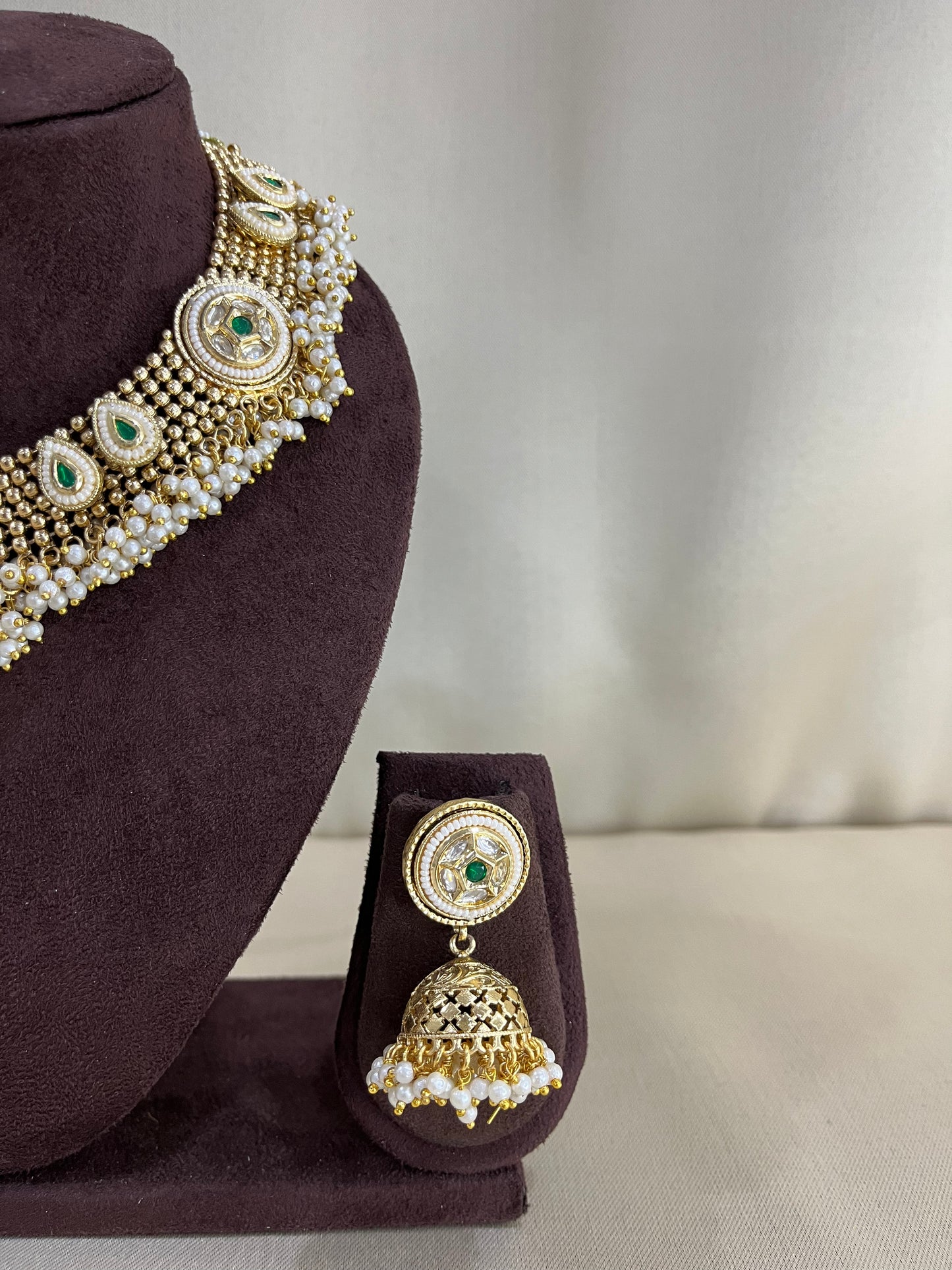 Heritage Pearl Rajwadi Necklace Set - Pearl White