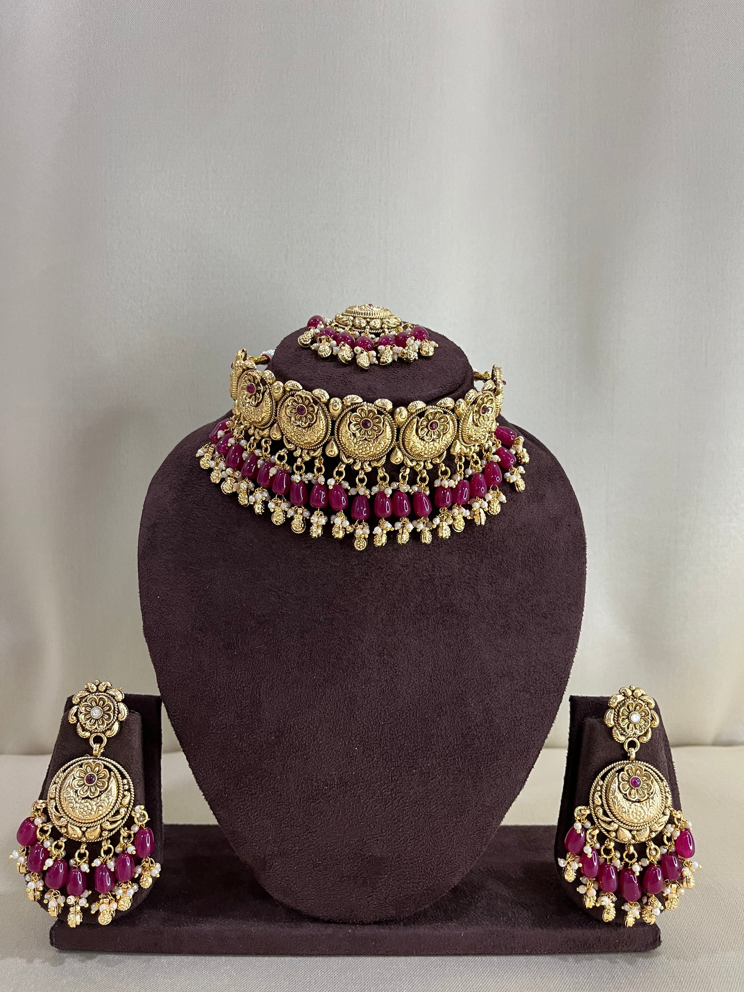 Heritage Rajwadi Choker Set - Ruby