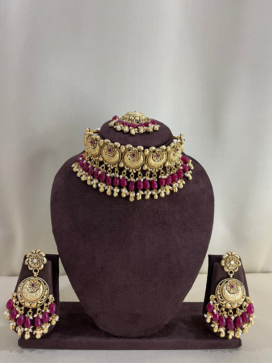 Heritage Rajwadi Choker Set - Ruby