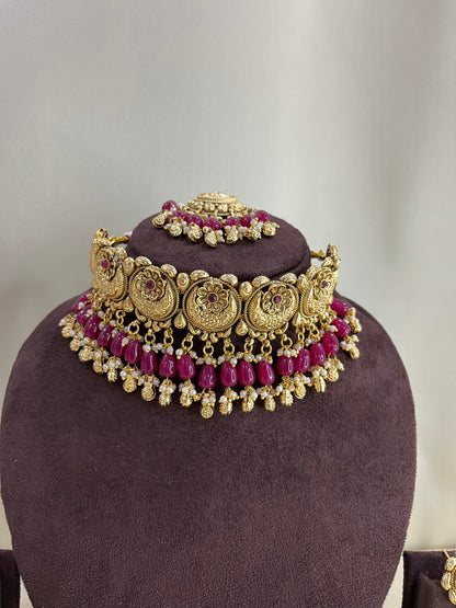Heritage Rajwadi Choker Set - Ruby