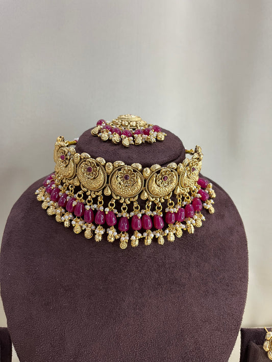Heritage Rajwadi Choker Set - Ruby