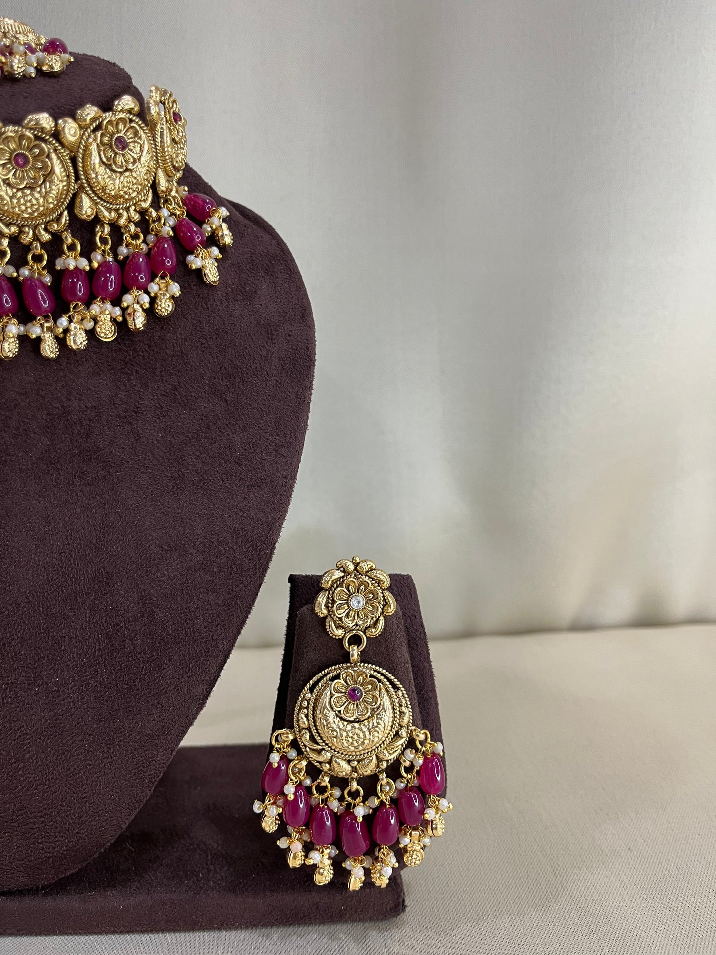 Heritage Rajwadi Choker Set - Ruby