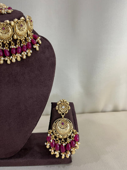 Heritage Rajwadi Choker Set - Ruby