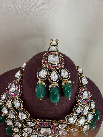 Moissanite Full Bridal Necklace Set - Emerald