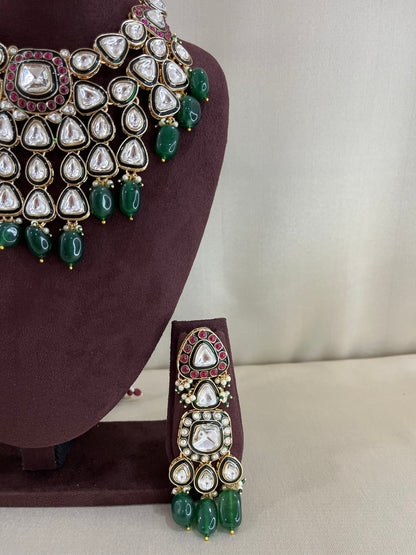 Moissanite Full Bridal Necklace Set - Emerald