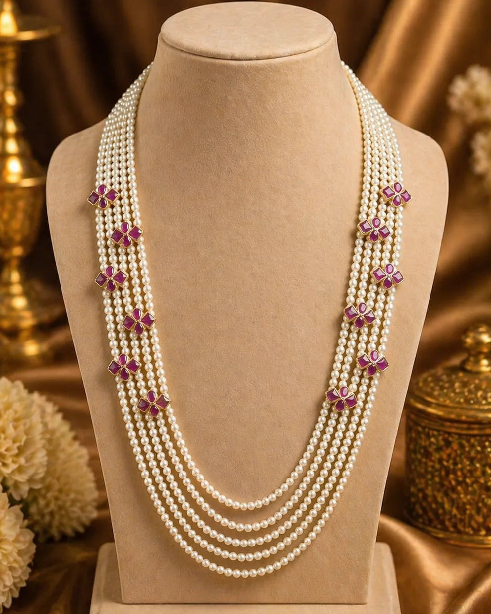 Kundan stone  and pearls necklace