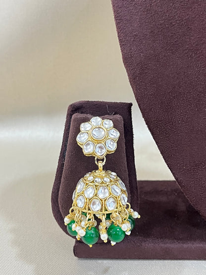 Kundan Necklace Choker Set - Bottle Green