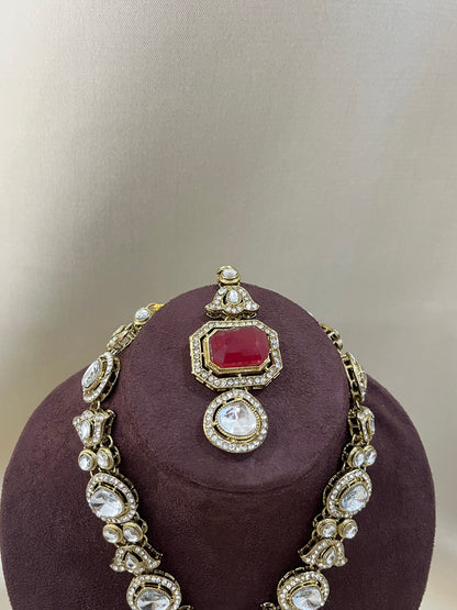 Kundan Necklace Set - Ruby Dublet