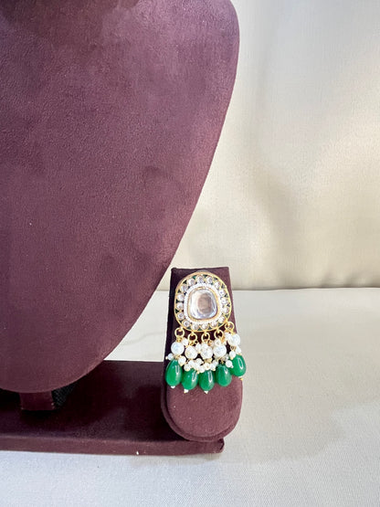 Polki Kundan Choker Set - Emerald Pearl