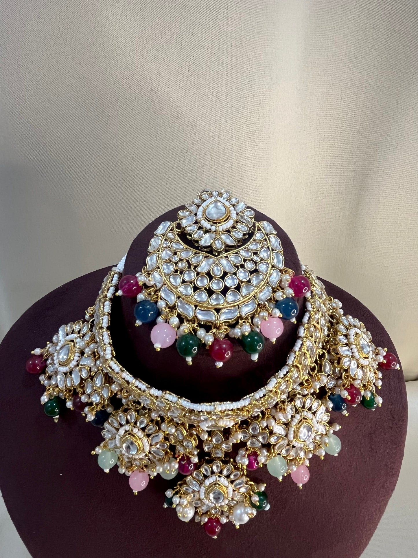 Polki Kundan Choker Set - Multi color